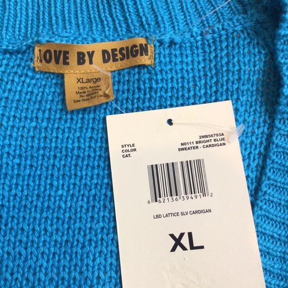 Love by Design Blue Lattice Sleeve Cardigan XL - Picture 5 of 6